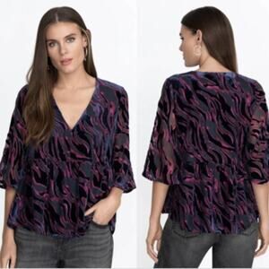 Johnny Was Selene Tiered Top Moody Tiger Burnout Velvet Size Small